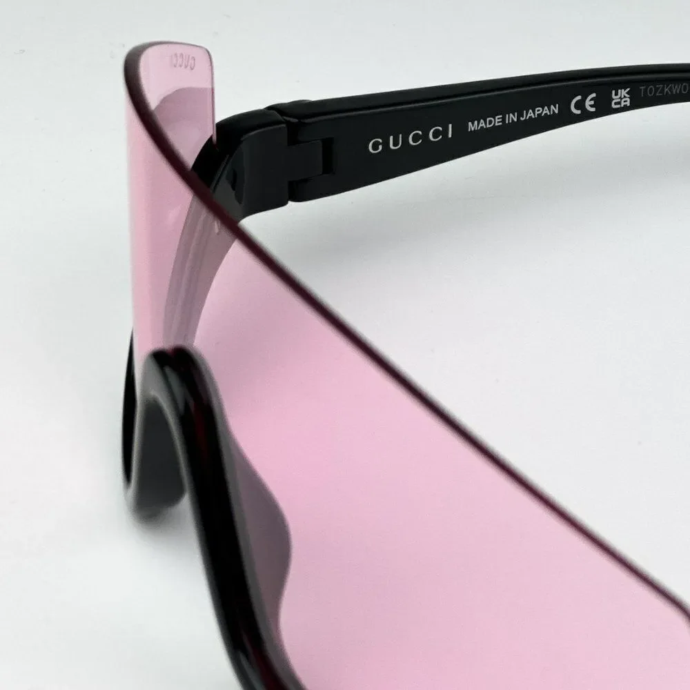 NEW Gucci GG1650S 002 Black Pink Unisex Shield Mask Sunglasses GG 1650S